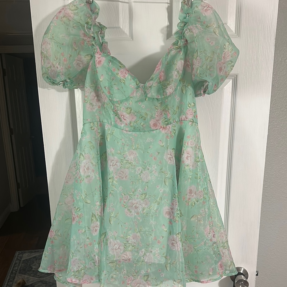 Floral Mint Green Women's mini dress